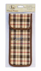 Wallet For Folding Stick, <br>brown/cream check, individually packaged