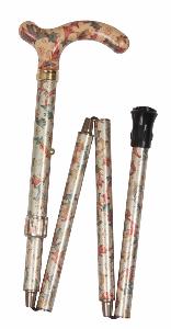Folding Petite Cane, <br>cream/red/green floral