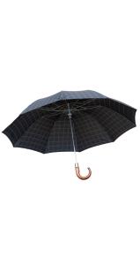 Umbrella, folding, wood crook, various black checks